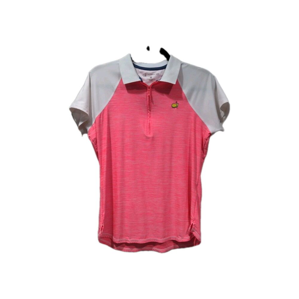 Magnolia Lane Womens Masters Tech SS 1/4 Zip Golf Polo Size M Pink Collared
